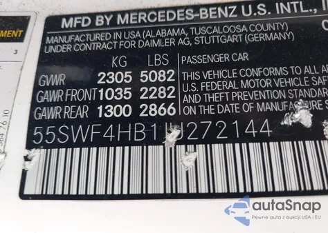 2018 Mercedes-Benz C 350E z USA, uszkodzony, nr VIN 55SWF4HB1JU272144